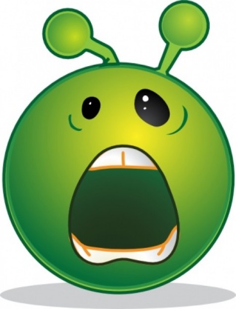 Smiley Green Alien Whaaa clip art Vector | Free Download