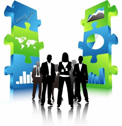 Business People Team with 3D Puzzle Pieces Vector people - Free ...