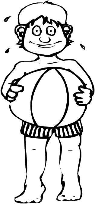 Boy with Beach Ball Coloring Page