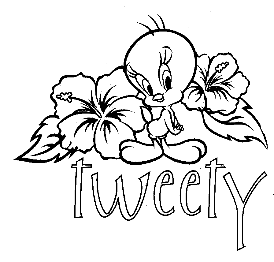 Tweety with Flower Coloring Pages Free : New Coloring Pages