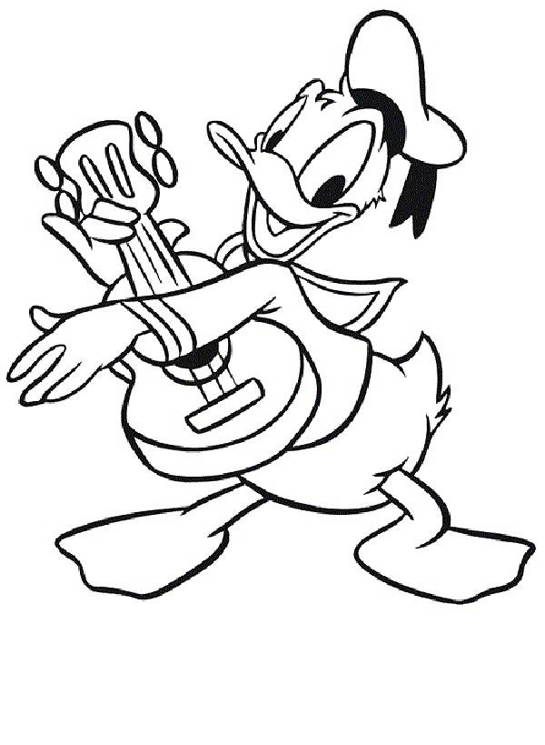 Disney Donald Duck with Okulele Coloring Pages | Coloring Pages Trend