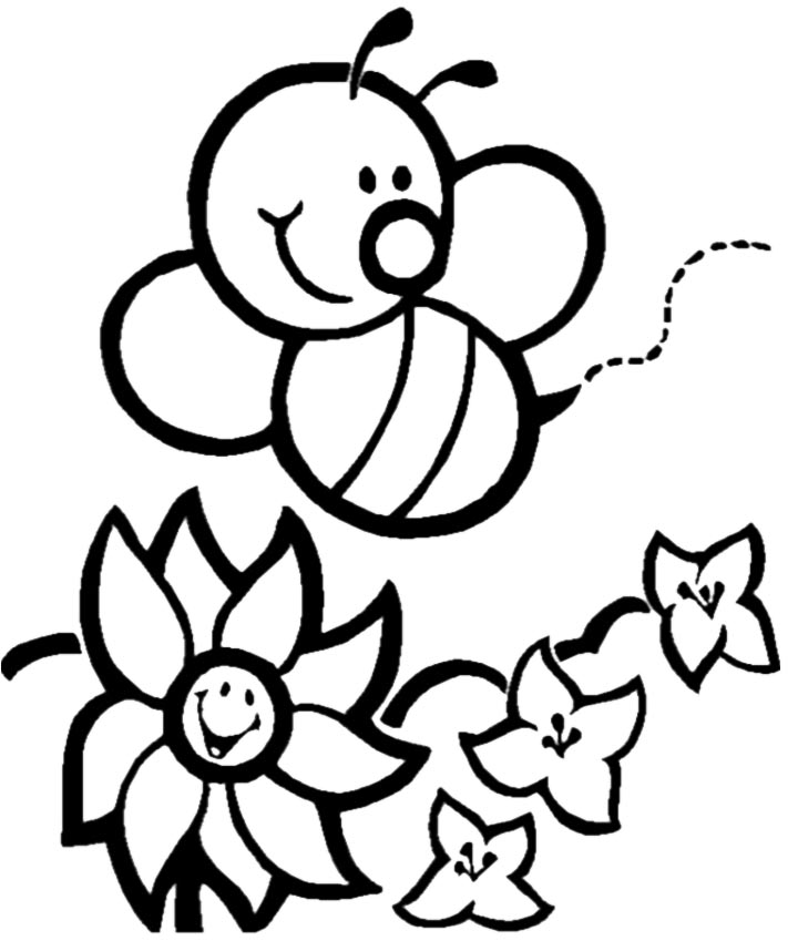 Bee And Flower Smile Coloring Pages - Animal Coloring Coloring ...