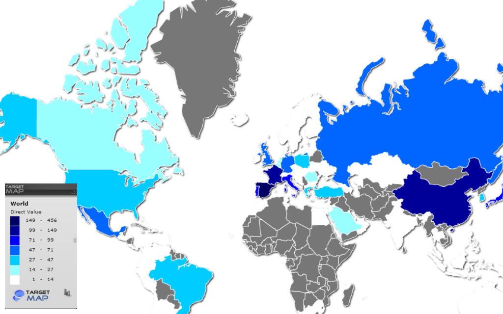 World map of Zara stores around the world by Country - TargetMap