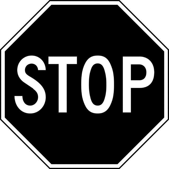 Stop, Black and White | ClipArt ETC