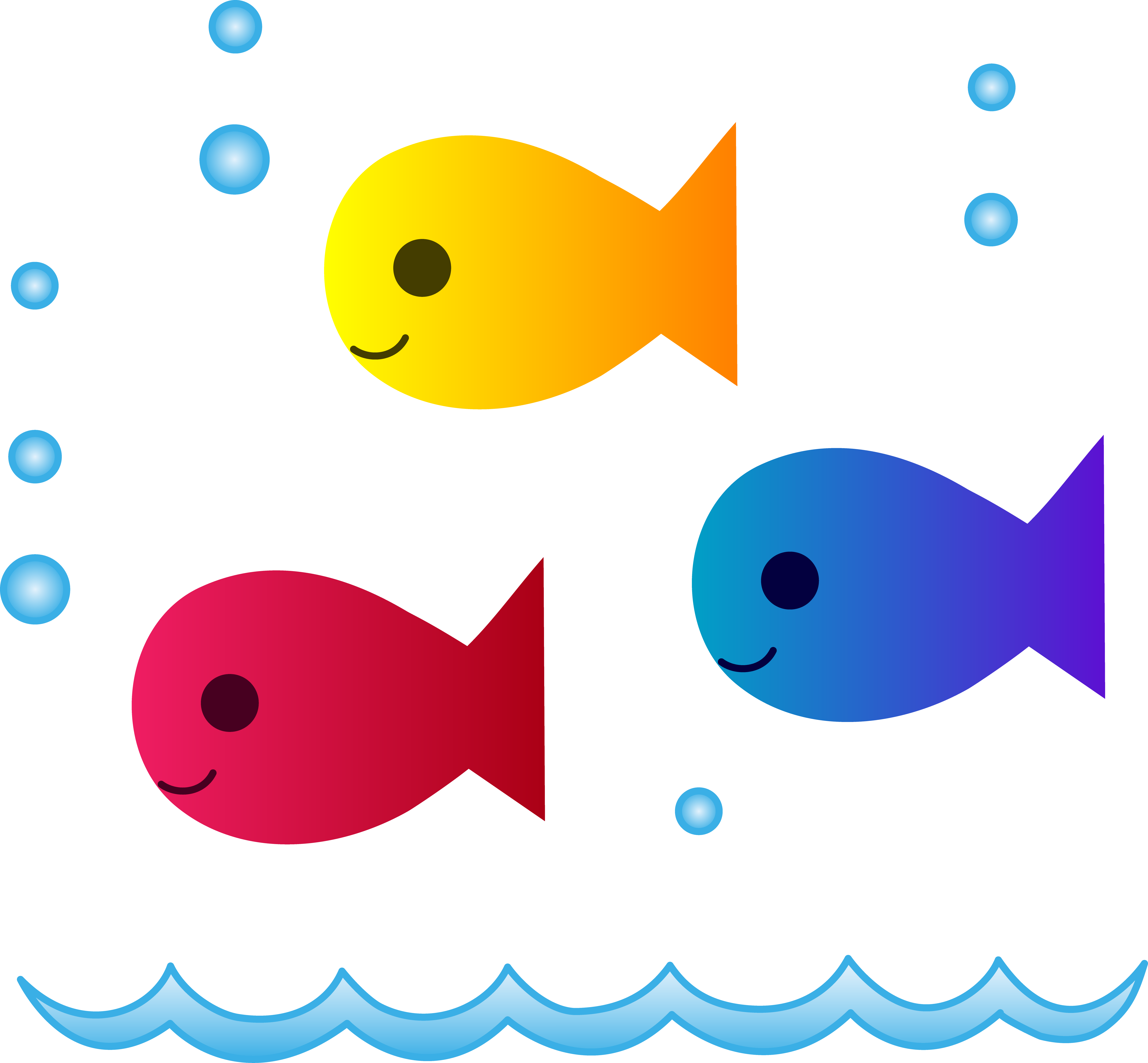 Cute School of Fish Swimming - Free Clip Art