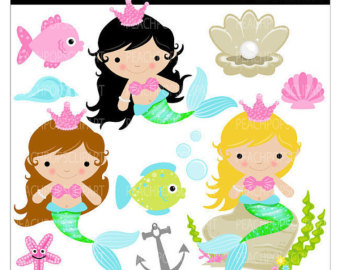 Popular items for mermaid clip art on Etsy