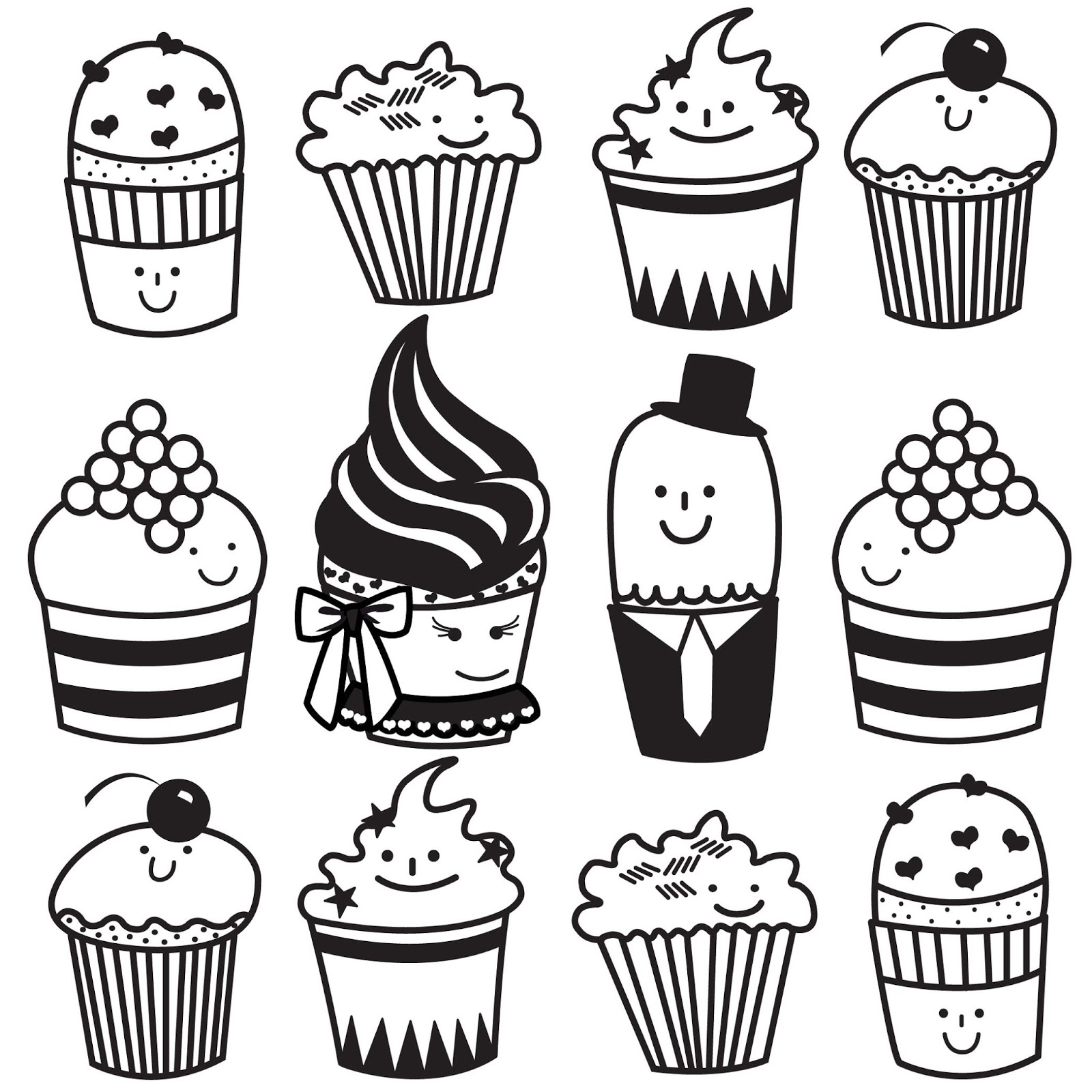 Cute Cupcake Line Drawing Images & Pictures - Becuo