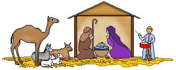 Christmas Clip Art - Little Drummer Boy at the Stable
