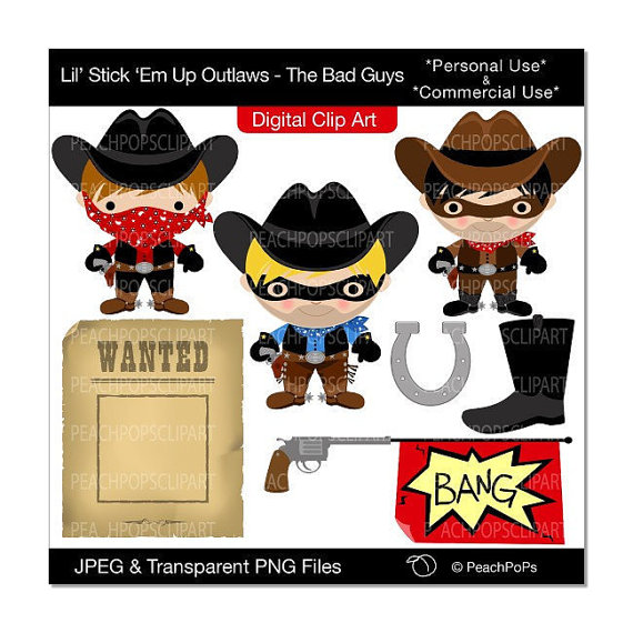 bandit clipart cowboy clip art wanted poster by peachpopsclipart