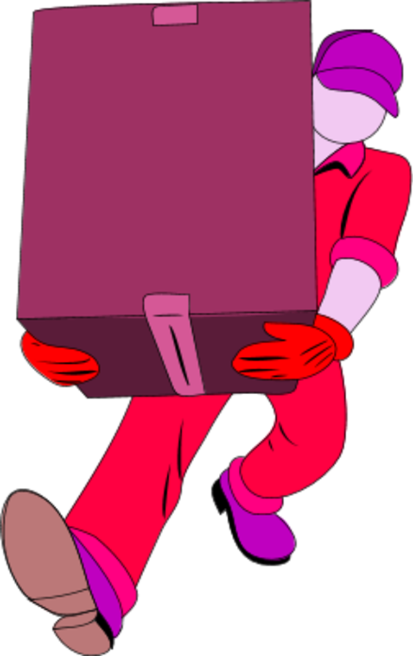warehouse man carrying a closed box - vector Clip Art