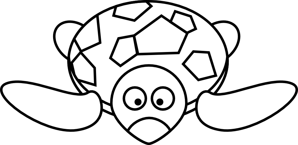 Cartoon Turtle Black White Line Coloring Sheet Colouring Page ...