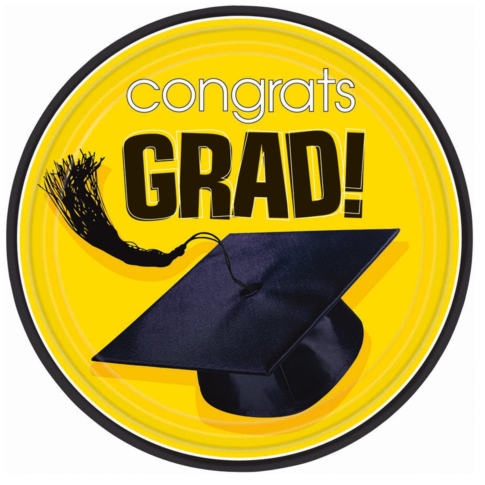 Congrats Grad Yellow Graduation Dinner Plates | ThePartyWorks
