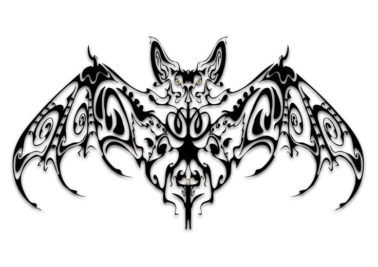 Awful Tribal Bat Tattoo Design Stencil | Tattooshunt.com