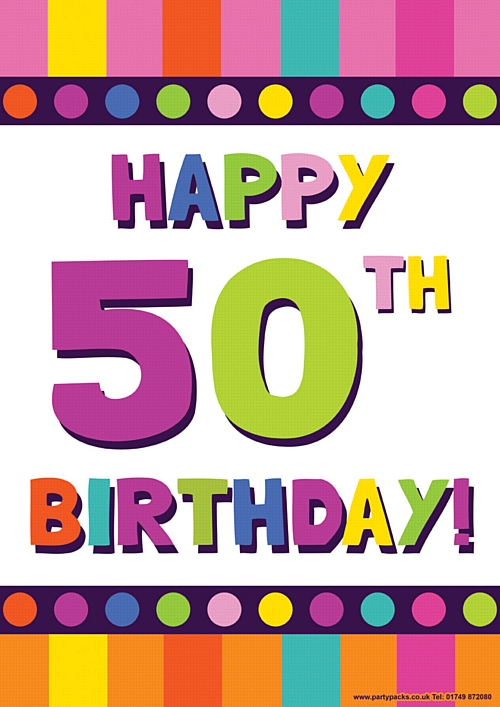 Dots & Stripes 50th Birthday Poster - A3 - Party Packs