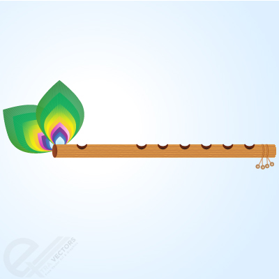 Flute and Peacock feather, vector images - 365PSD.com