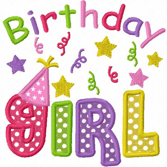 Instant Download Birthday Girl Applique by JoyousEmbroidery