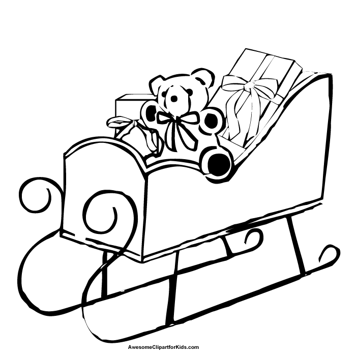 Santa in a sleigh Colouring Pages