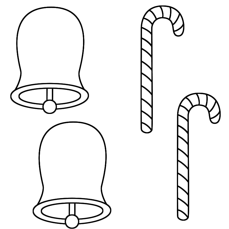 Bells with Candy Canes - Coloring Page (