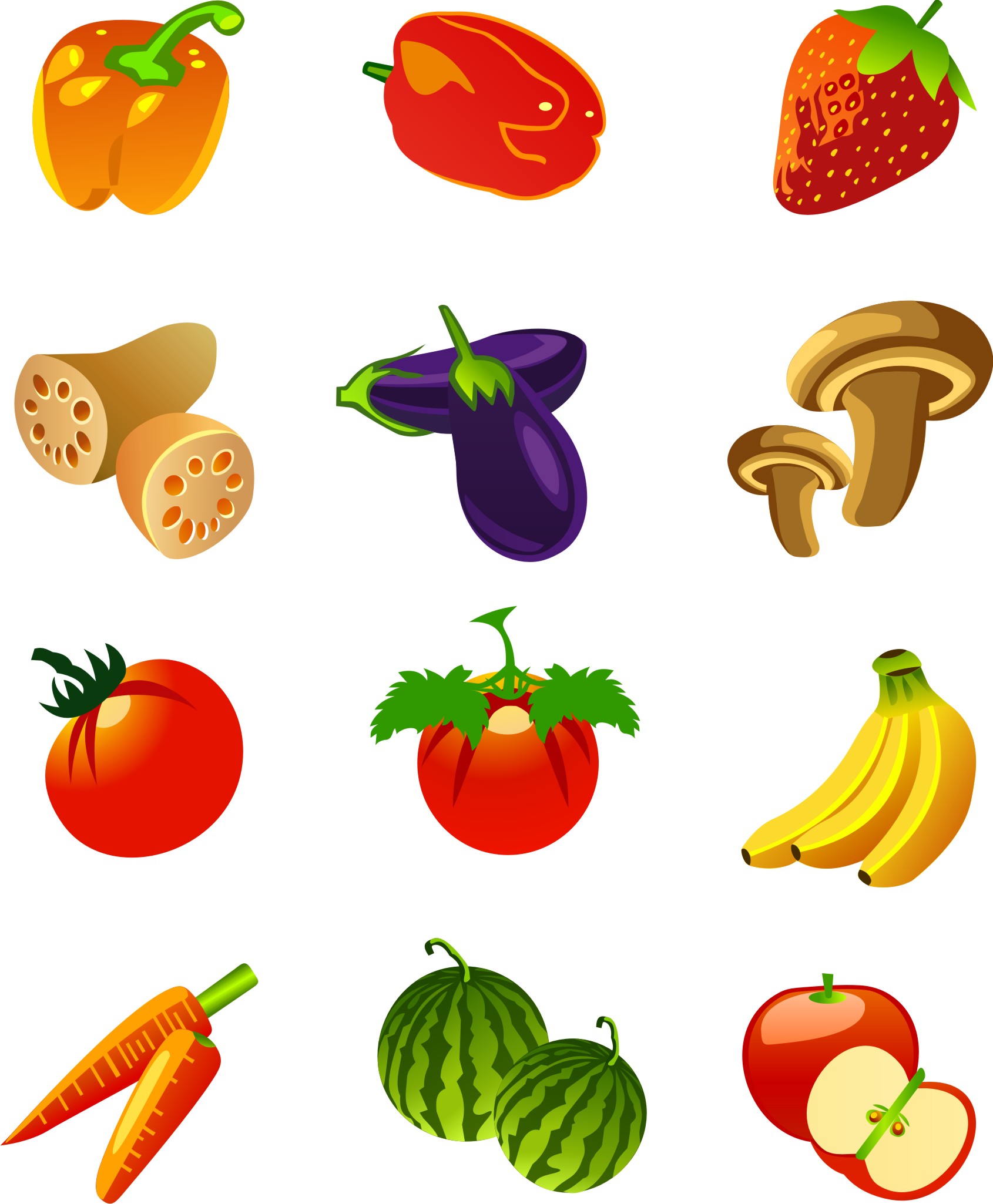 Fruits and vegetables motor flower icon vector Free Vector / 4Vector