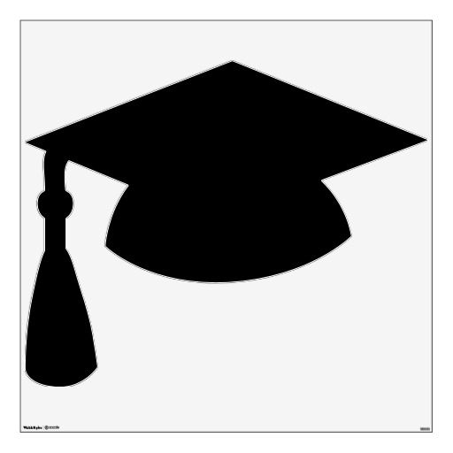 Solid Black Graduation Cap Wall Graphic | Zazzle
