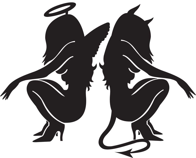 Angel and Devil Sitting Decal 1 - Custom Wall Graphics - ClipArt ...