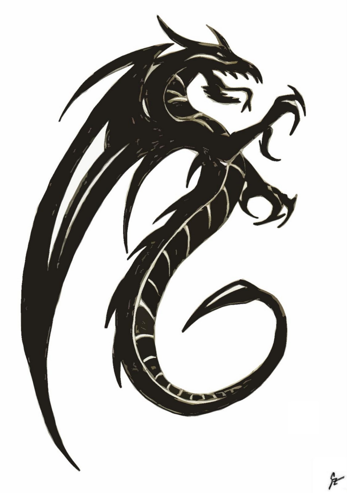 Easy Dragon Drawings Black And White - ClipArt Best