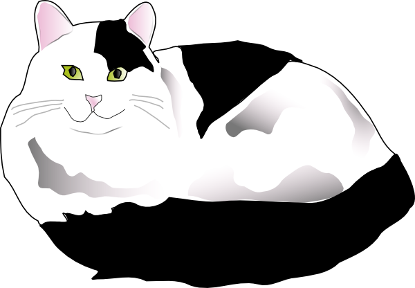 Missiridia Black And White Fluffy Cat clip art - vector clip art ...