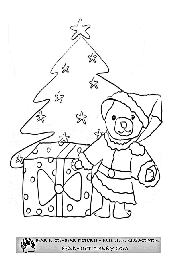 Bear Christmas Coloring Page,Toby's Bear Christmas Coloring Sheet ...