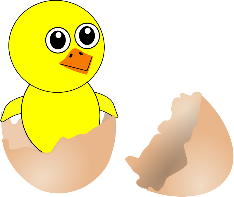 Funny Chick Cartoon Newborn Coming Out from the Egg Free Vector ...