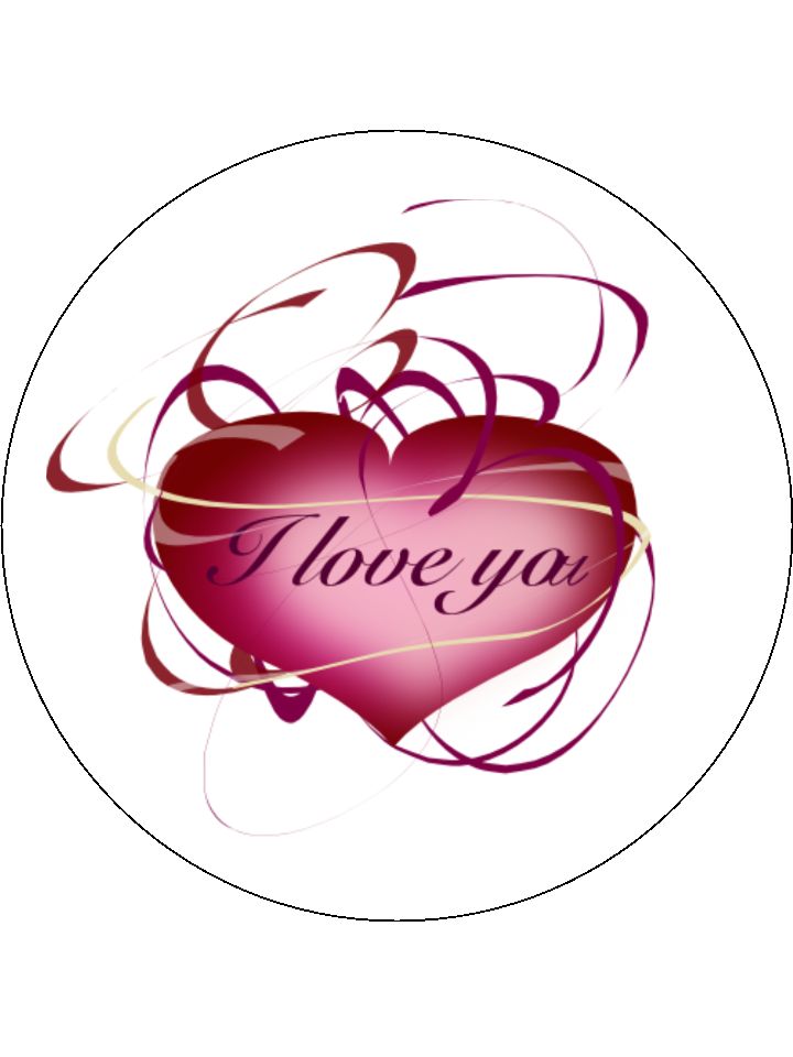 I Love You Heart 7 5 Round Edible Icing Cake Topper
