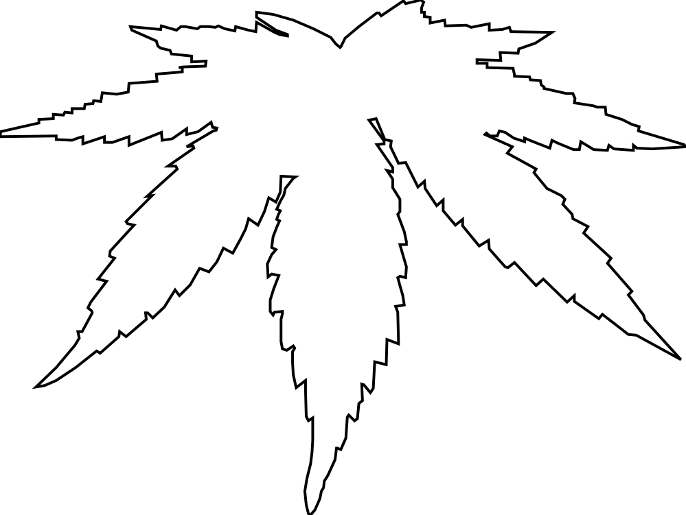 clipartist.net » Clip Art » cannabis leaf black white line art ...