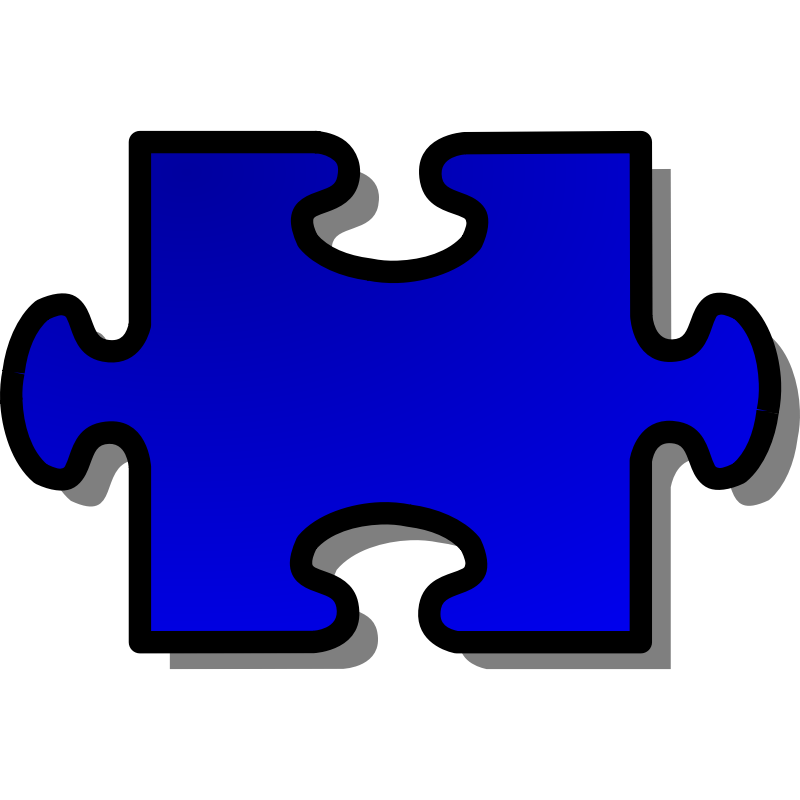 Clipart - Blue Jigsaw piece 02