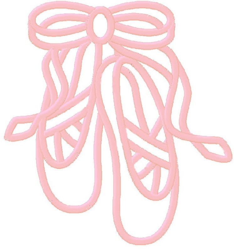 Ballet Slippers Applique Machine Embroidery Design In 4 Sizes | Hubyo
