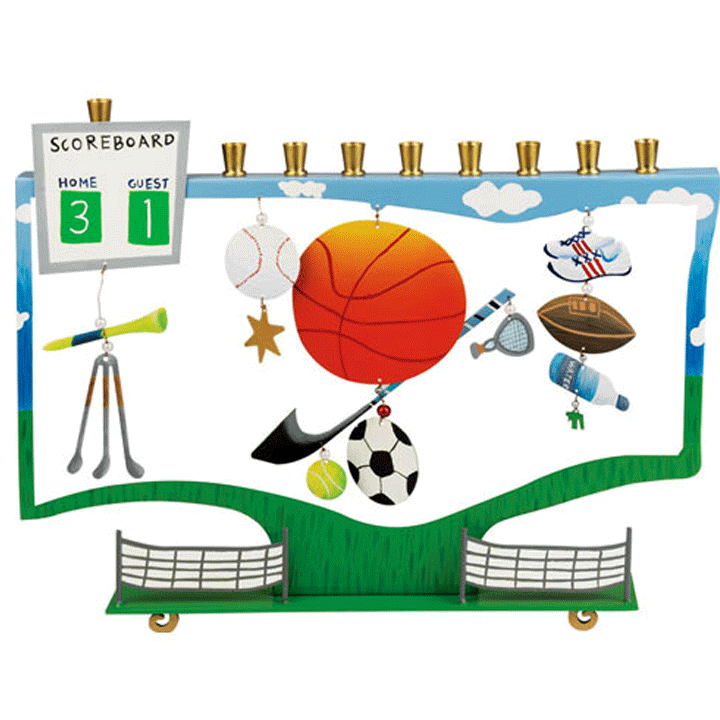 Scoreboard Sports Hanukkah Menorah by Karen Rossi