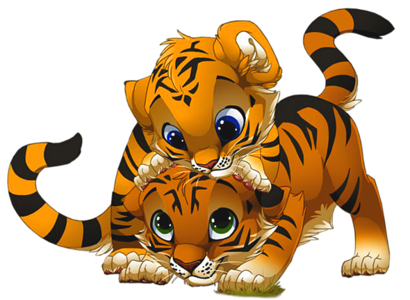 Cute Little Tigers PNG Cartoon Clipart