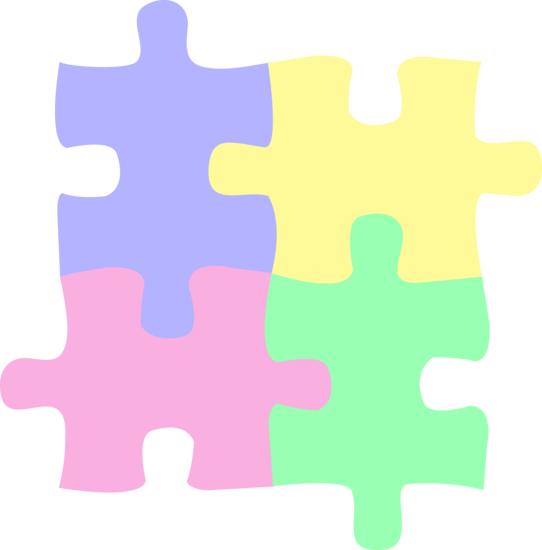 Four Pastel Colored Puzzle Pieces - Free Clip Art