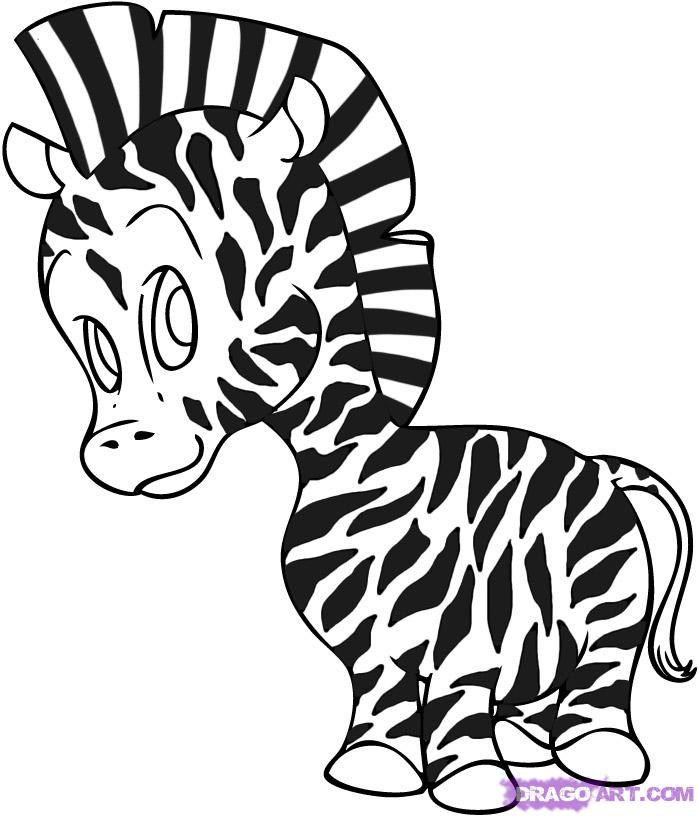 How to Draw a Cartoon Zebra, Step by Step, Cartoon Animals ...