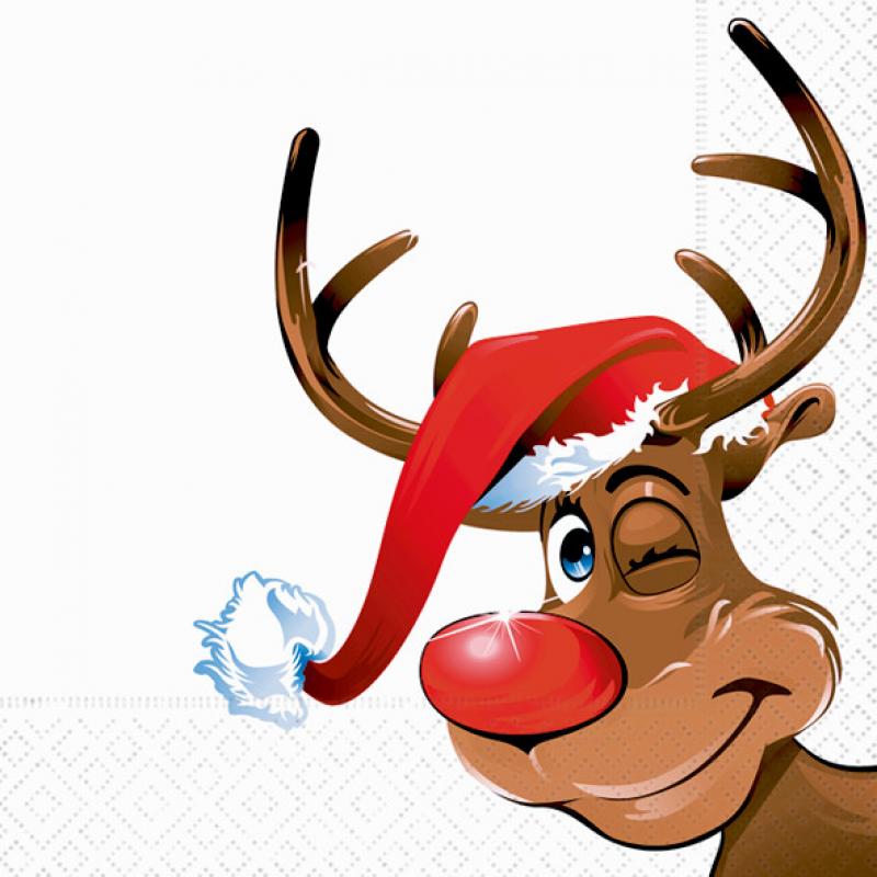 20 Lunch Servietten - Rudolph red nose reindeer 33 x 33cm ...