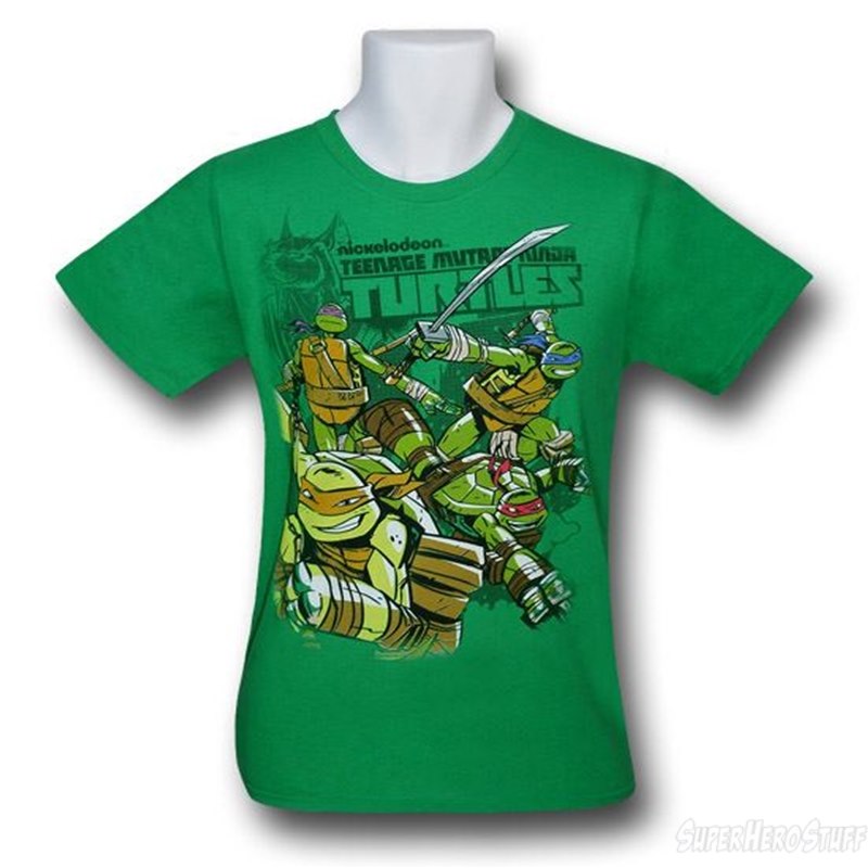 TMNT Kids Smiling Action Green T-