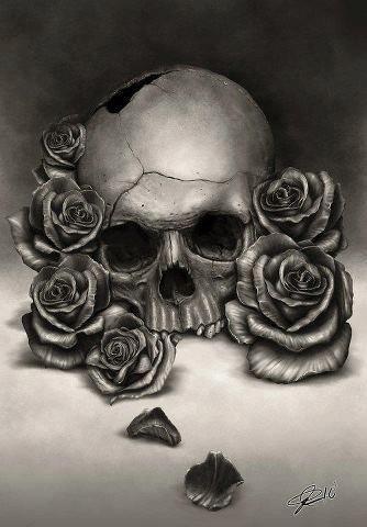 Skull and Roses drawing. #sketch #draw | Squiggle and Draw | Pinterest