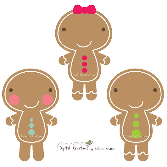 Little Gingerbread Men Digital Clip Art by CollectiveCreation