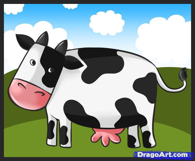 How to Draw a Simple Cow, Step by Step, Farm animals, Animals ...