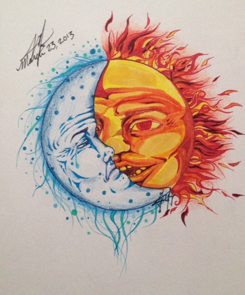 Sun and moon drawing by MalignantGinger on DeviantArt