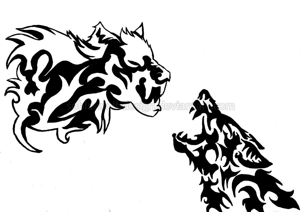 DeviantArt: More Like White and Black Wolf Tattoo Design by Sohla ...