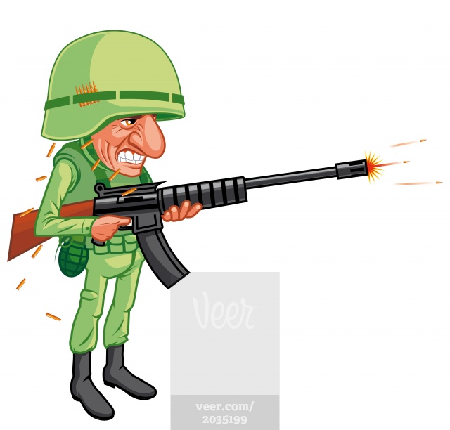 Cartoon soldier shooting Stock Photo - Veer.com
