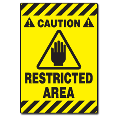 Slip-Gard Border Signs: Mat Style, Caution Restricted Area, Yellow ...