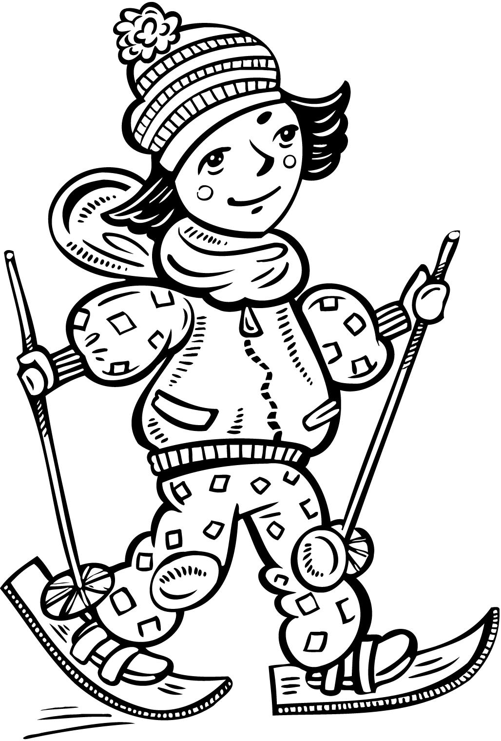 printable coloring pages of a girl cross country skiing - Coloring ...