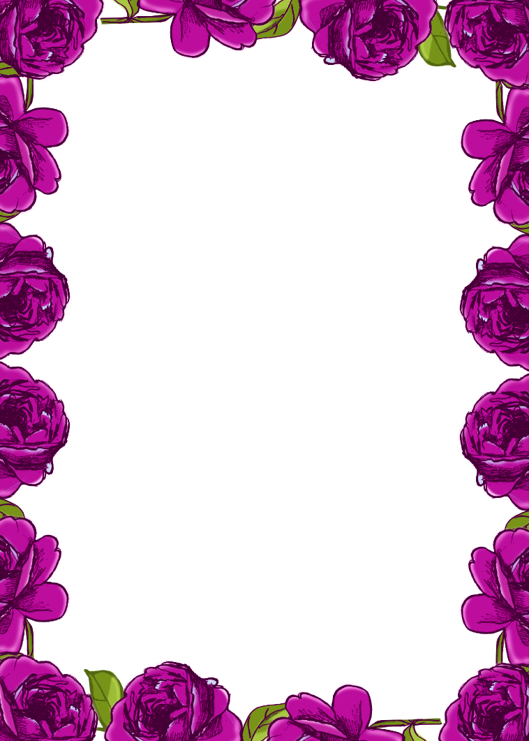 Free digital purple rose frame and border in vintage design ...