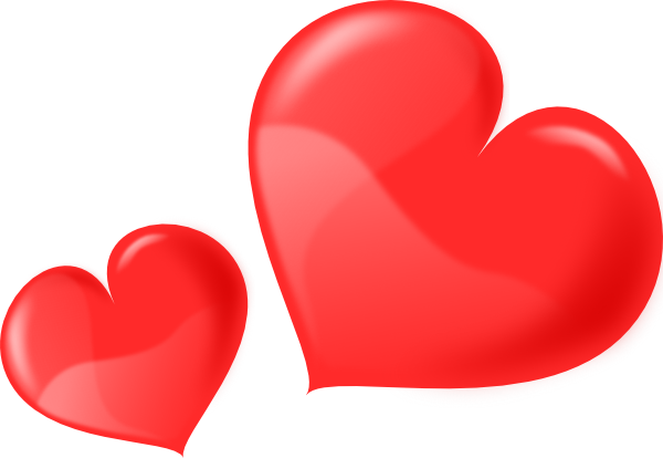 Two Glossy Hearts clip art - vector clip art online, royalty free ...