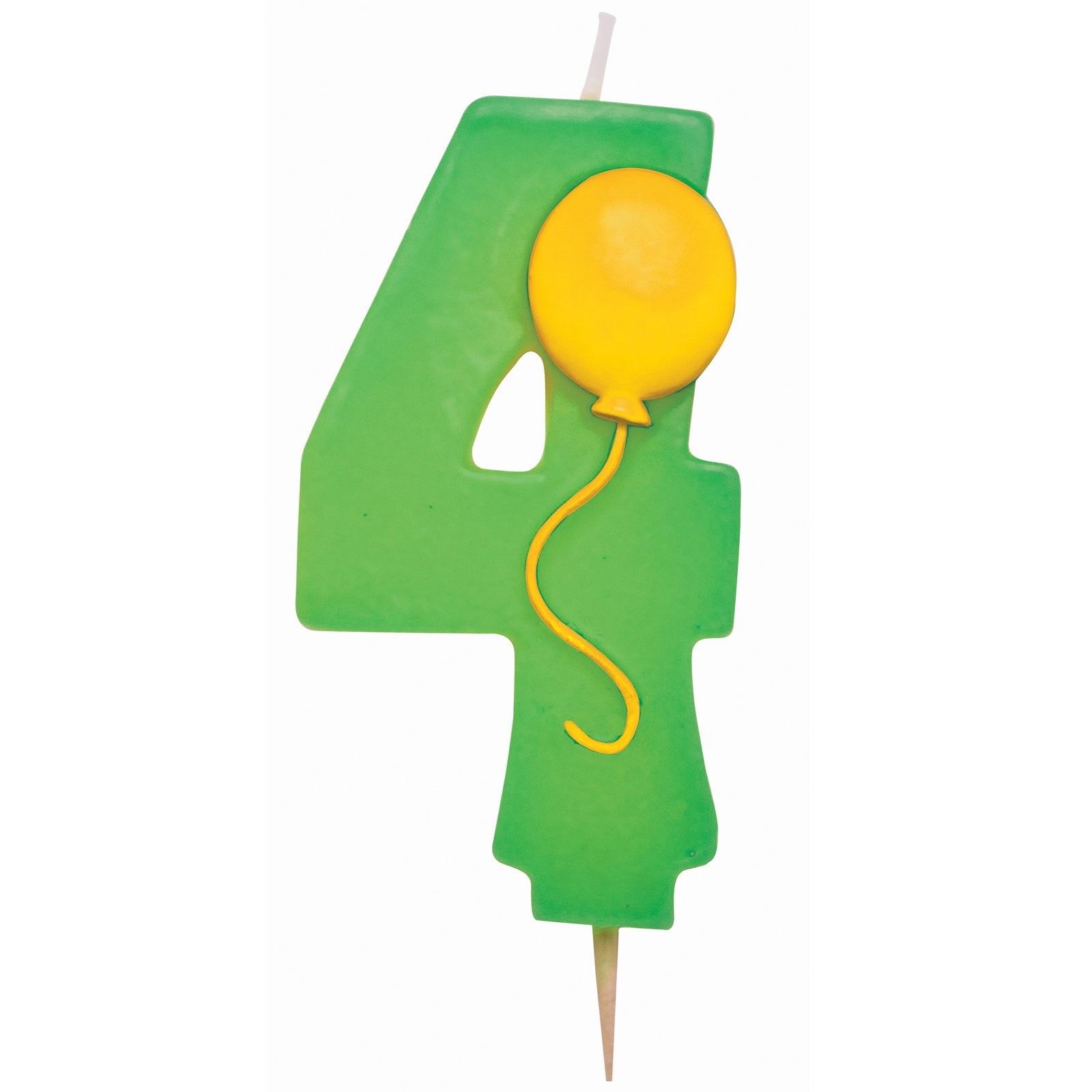 Number 4 Party Pick Birthday Candle with Balloon